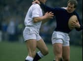 Colin Deans jostles with Peter Winterbottom of England during the 1986 Calcutta Cup match at Murrayfield. Scotland won 33-6.