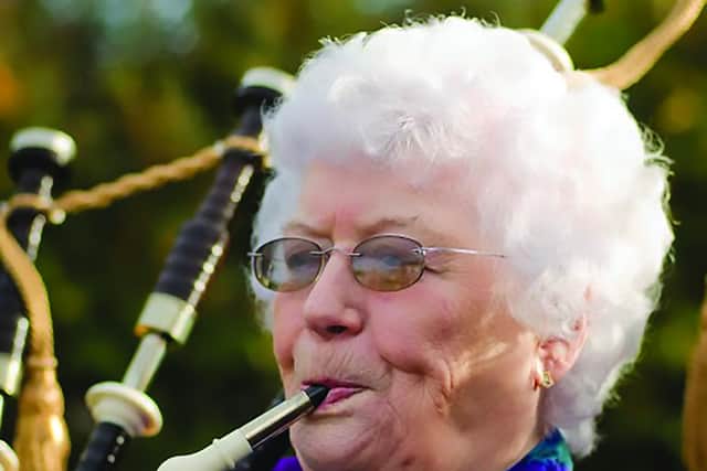 Rona Lightfoot, master piper, singer and bearer of Uist tradition, pictured in 2014. Throughout her early competing days, she dealt with misogyny and discrimination from other pipers. Photograph by Mirko Vukasovic Morrison .