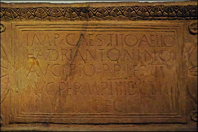 The central section of the Bridgeness distance slab which features the Latin dedication. PIC: Flickr/dun-deagh.