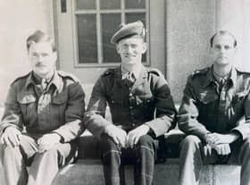 Major John Errington (left), during his time as a prisoner of war in 1942.