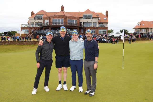 Bob MacIntyre pictured with Genesis Scottish Pro-Am team partners Scott Brown, Rob Wainwright and Dougray Scott at The Renaissance Club. Picture: Andrew Redington/Getty Images.