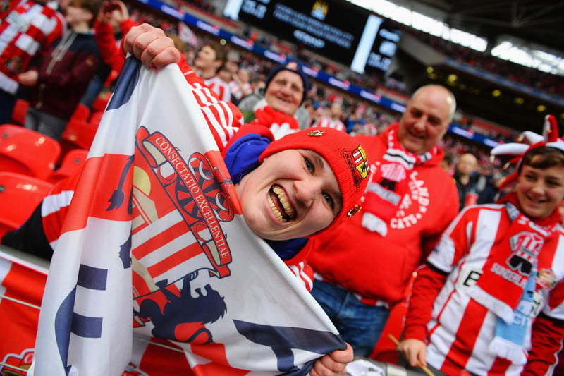 A Sunderland fan poses prior to the Capital One Cup final between Manchester City and Sunderland at Wembley Stadium on March 2, 2014.