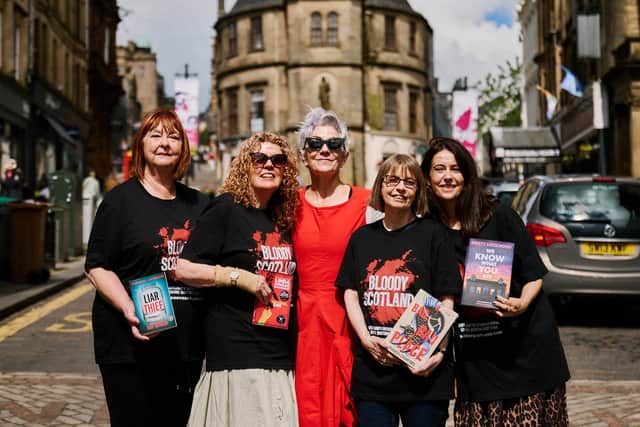Authors (from left) May Rinaldi, Linda Duncan McLaughlin, Denise Mina, Frances Crawford and Kirsty Lockwood launch Bloody Scotland 2026 (Picture: Paul Reich)