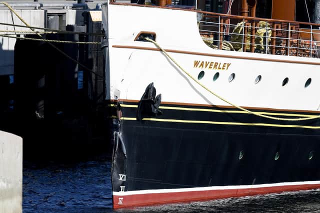 Damage to Waverley's bows visible today. Picture: Jeff J Mitchell/Getty Images