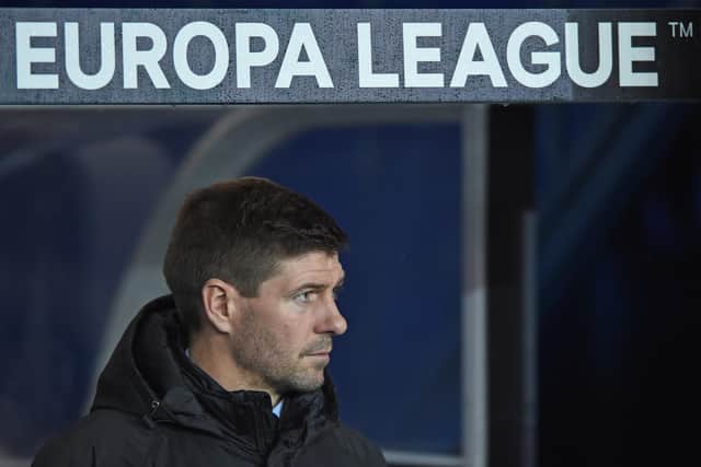 Rangers Manager Steven Gerrard is eyeing another tit at the UEFA Europa League. (Photo by NEIL HANNA/AFP via Getty Images)