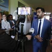 First Minister Humza Yousaf speaks to the media after speaking at the Scottish Council for Development and Industry (SCDI) forum at the Royal Bank of Scotland Business School in Edinburgh.