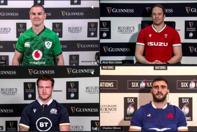 Captains at the virtual launch of the Guinness Six Nations Championship including Ireland's Johnny Sexton, Wales' Alun Wyn Jones, Scotland's Stuart Hogg and France's Charles Ollivon. Picture: ©INPHO/Guinness Six Nations