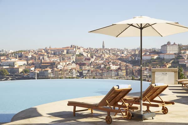 Views of Porto over the decanter-shaped outdoor infinity pool at The Yeatman hotel. Pic: Contributed