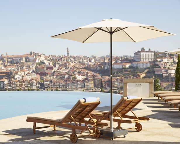 Views of Porto over the decanter-shaped outdoor infinity pool at The Yeatman hotel. Pic: Contributed
