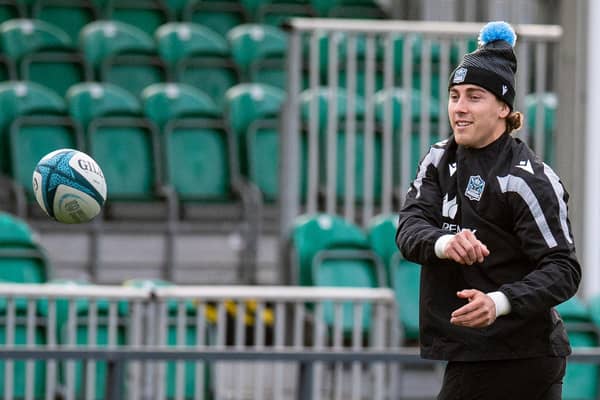 Josh McKay during a Glasgow Warriors training session at Scotstoun Stadium.