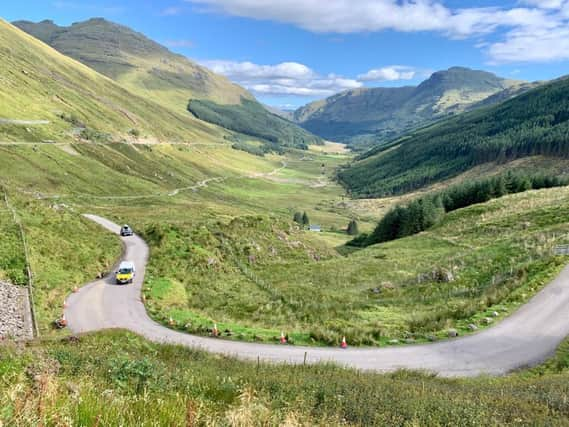 The Old Military Road diversion route runs parallel to the A83 on the hillside above it. Picture: Transport Scotland.