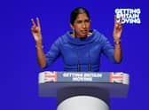 Suella Braverman, Secretary of State for the Home Department speaks on day three of the Conservative Party Conference.