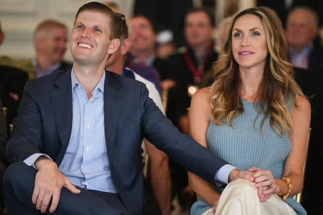 Lara and her husband Eric at the opening of Trump Turnberry's new golf course in June 2017 (Photo: Jeff J Mitchell/Getty Images)