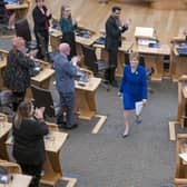 Outgoing First Minister Nicola Sturgeon leaves the main chamber after her last First Minster's Questions in the main chamber of the Scottish Parliament in Edinburgh. Picture: Jane Barlow/PA Wire