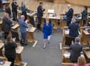 Outgoing First Minister Nicola Sturgeon leaves the main chamber after her last First Minster's Questions in the main chamber of the Scottish Parliament in Edinburgh. Picture: Jane Barlow/PA Wire