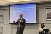 Malcolm Graham, deputy chief constable of Police Scotland, discusses the That Guy campaign at an event in Glasgow on Wednesday.