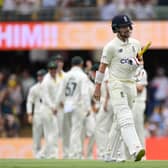 Rory Burns of England trudges off after losing his wicket on the first ball of the Ashes series (Photo by Bradley Kanaris/Getty Images)