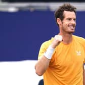 Andy Murray celebrates winning the Lexus Surbiton Trophy men's singles final against Jurij Rodionov. Picture date: Sunday June 11, 2023.