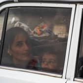 A car of ethnic Armenians from Nagorno-Karabakh fleeing the enclave this week.