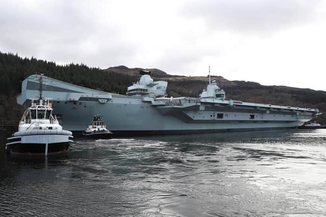 HMS Queen Elizabeth during her recent visit to Glen Mallan. Pic: Royal Navy
