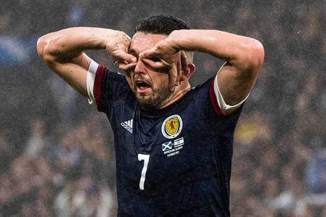 John McGinn celebrates after scoring to make it 1-1 during Scotland's win over Israel on Saturday. Picture: SNS