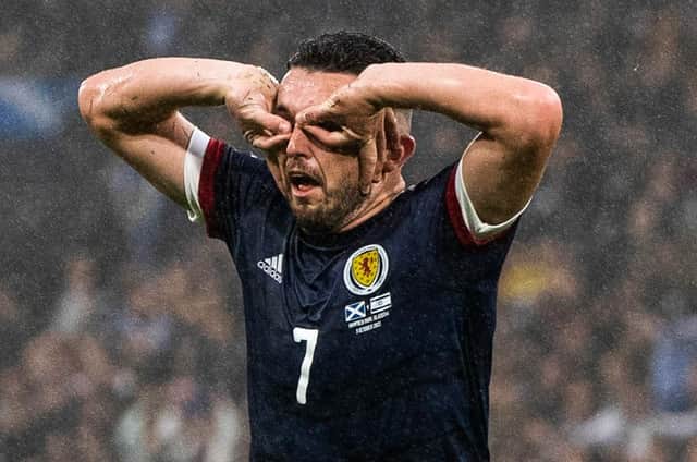 John McGinn celebrates after scoring to make it 1-1 during Scotland's win over Israel on Saturday. Picture: SNS