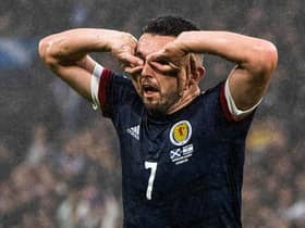 John McGinn celebrates after scoring to make it 1-1 during Scotland's win over Israel on Saturday. Picture: SNS
