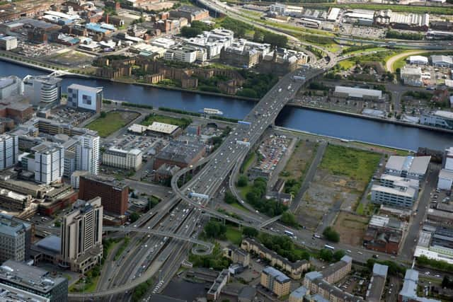 The bridge and its network of slip roads looking south.