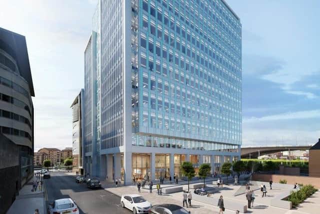 Part of the proposed office building at Carrick Square in Glasgow which will offer 14 floors.