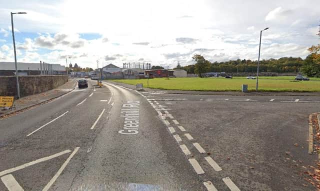 The motorcyclist was hit by a blue car on Greenhill Road near the junction with Drums Avenue in Paisley (Photo: Google Maps).