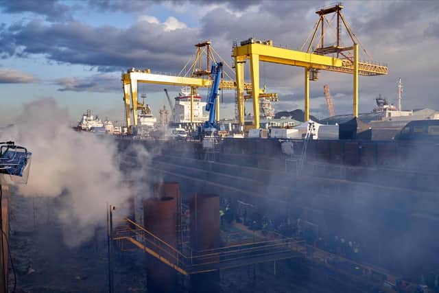 Part of Leith Docks was used as a set for the filming of the Amazon series The Rig. Picture: Amazon
