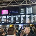 Passengers awaiting updates during the major disruption at Edinburgh Waverley Station last night. (Photo by Alastair Dalton/The Scotsman)