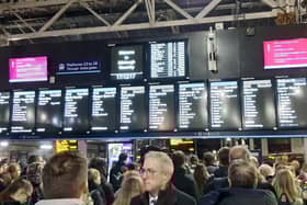 Passengers awaiting updates during the major disruption at Edinburgh Waverley Station last night. (Photo by Alastair Dalton/The Scotsman)