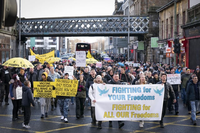 Crowds of activists marched in Argyle Street during what the campaign group called a “Freedom Rally”.