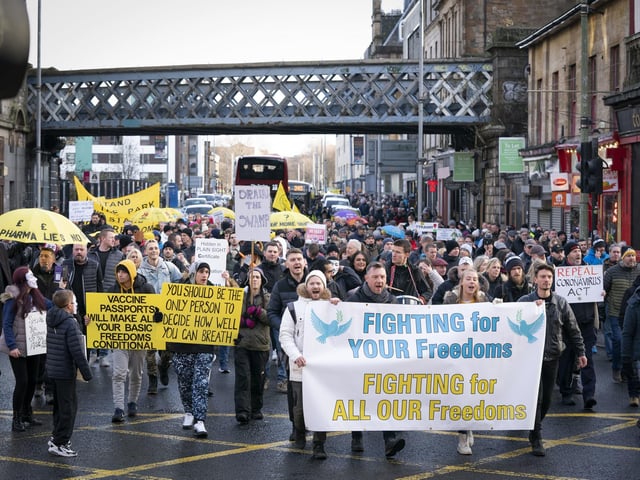 Crowds of activists marched in Argyle Street during what the campaign group called a “Freedom Rally”.