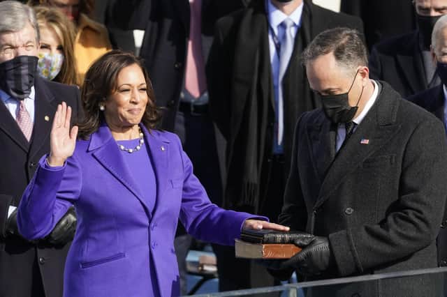 Kamala Harris is sworn in as US Vice President in a powerful moment of change for American girls (Picture: Andrew Harnik/AP)
