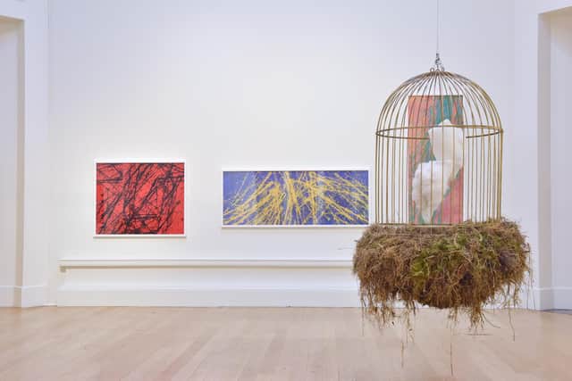 Installation view of New Contemporaries 2023 showing work by Calum McFadyen and Iona Brown PIC: Julie Howden