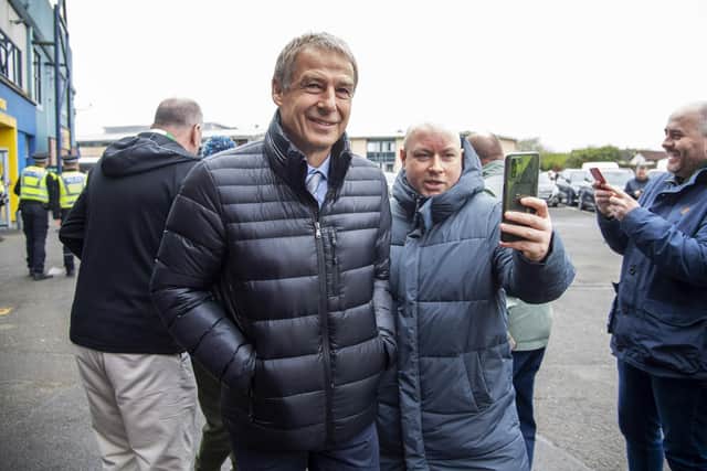 South Korea manager Jurgen Klinsmann arrives ahead of the Premiership match between Kilmarnock and Celtic at Rugby Park. (Photo by Rob Casey / SNS Group)