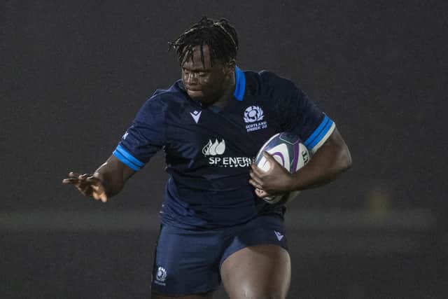 Moby Ogunlaja came off the bench to help Scotland U20s defeat Wales at Scotstoun Stadium a fortnight ago.  (Photo by Ross MacDonald / SNS Group)