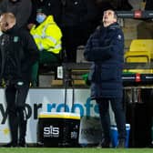 Hibs manager Jack Ross looks to the skies as his side crash to a 1-0 defeat at Livingston (Photo by Ross Parker / SNS Group)