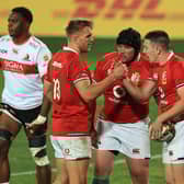 Zander Fagerson, centre, will start for the British & Irish Lions against Sharks after coming off the bench against the Sigma Lions at the weekend. Picture: David Rogers/Getty Images