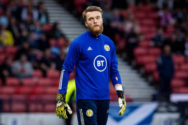 St Johnstone keeper  Zander Clark warms up for Scotland ahead of last month's  World Cup qualifying win over Moldova, in what has now proved the briefest stint in the nation set-up. (Photo by Ross Parker / SNS Group)