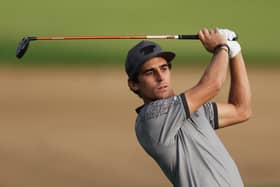 Joaquin Niemann of Chile plays his second shot on the 10th hole during round one of the Hero Dubai Desert Classic at Emirates Golf Club. Picture: Warren Little/Getty Images.
