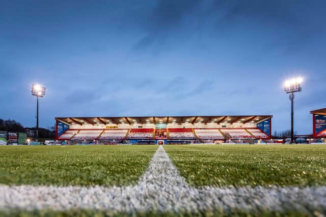 Hamilton Accies, who play at the FOYS Stadium, sacked commentator Bobby Bulloch after his toilet remarks during the Ross County match. (Photo by Roddy Scott / SNS Group)
