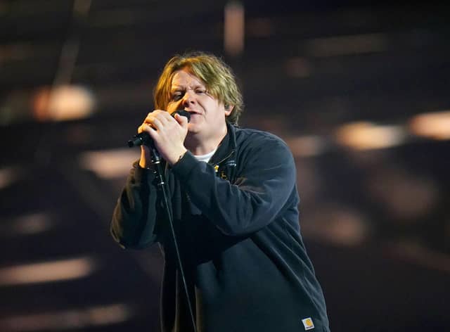Lewis Capaldi performs on stage at the MTV Europe Music Awards 2022 held at the PSD Bank Dome, Dusseldorf. Picture: Ian West/PA Wire.