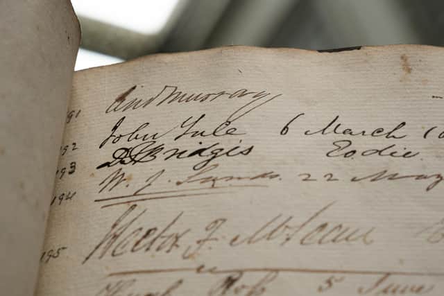 Original signatures and historical records associated with the founding partners and subsequent partners of Murray Beith Murray, photographed at the WS Society, Edinburgh. Picture: Scott Barron Photography