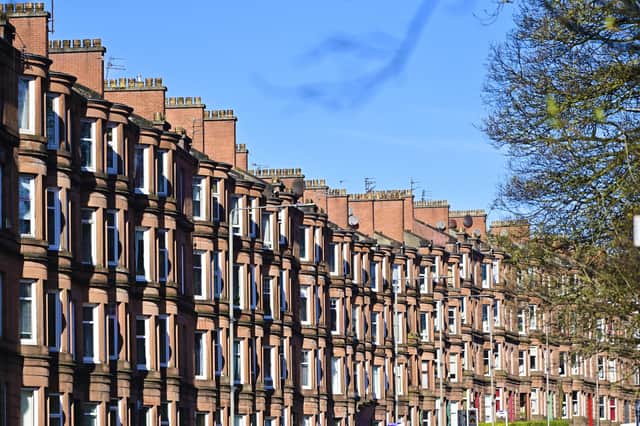 A series of Glasgow tenements.