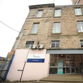 The entrance to the former college building in Kirkcaldy which was home to a massive cannabis haul