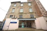 The entrance to the former college building in Kirkcaldy which was home to a massive cannabis haul