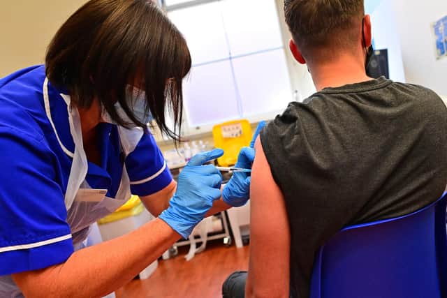 A member of the public being vaccinated. Picture: PAUL ELLIS/AFP via Getty Images